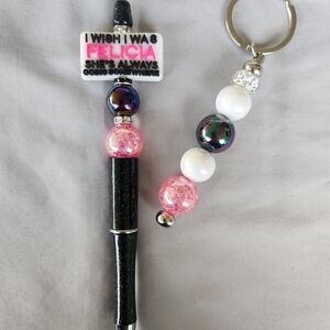 "I WISH I WAS FELICIA SHE'S ALWAYS GOING SOMEWHERE" Beadable Pen & Keychain Set